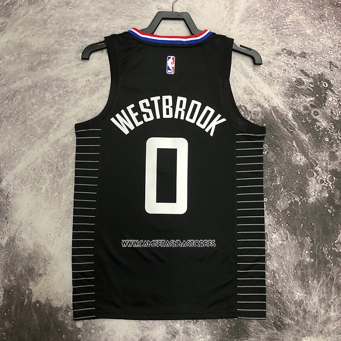 Russell Westbrook NO 0 Camiseta Los Angeles Clippers Statement 2022-23 Negro